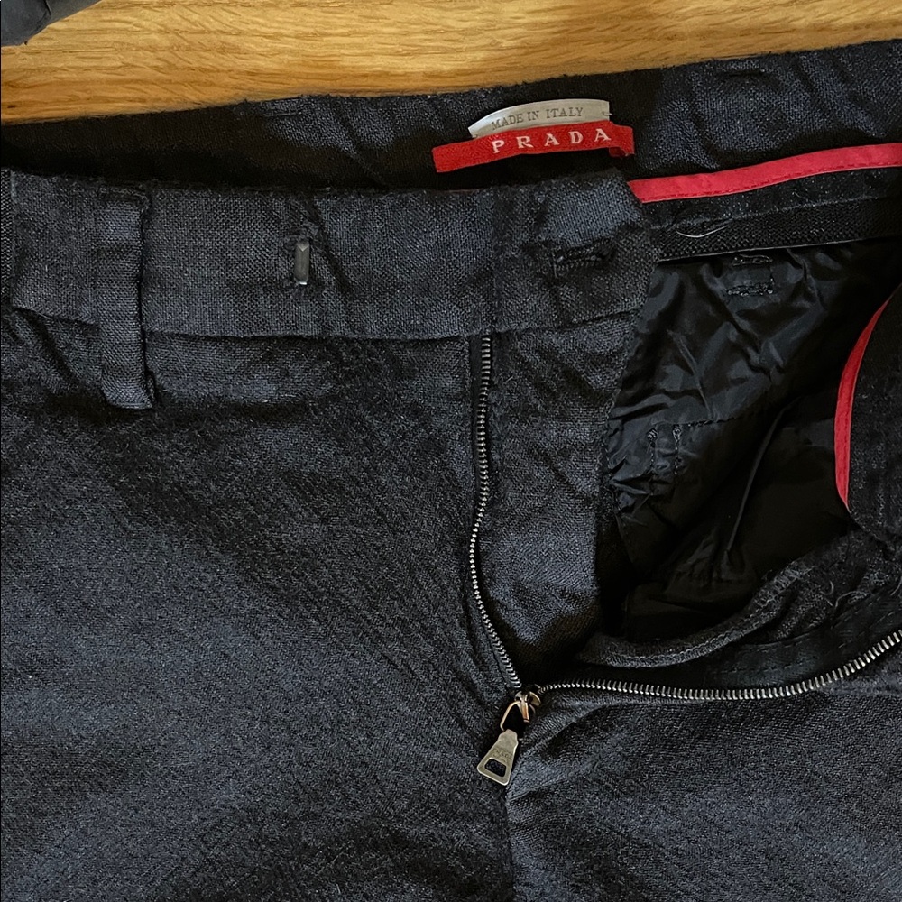 Prada Charcoal Trousers with Red Accent